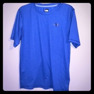 The north face flashdry tshirt blue & black stripe
